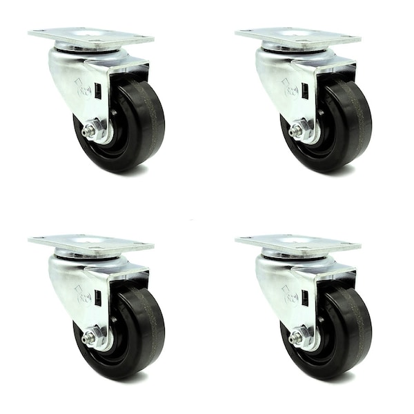 3 Inch Phenolic Wheel Swivel Top Plate Caster Set